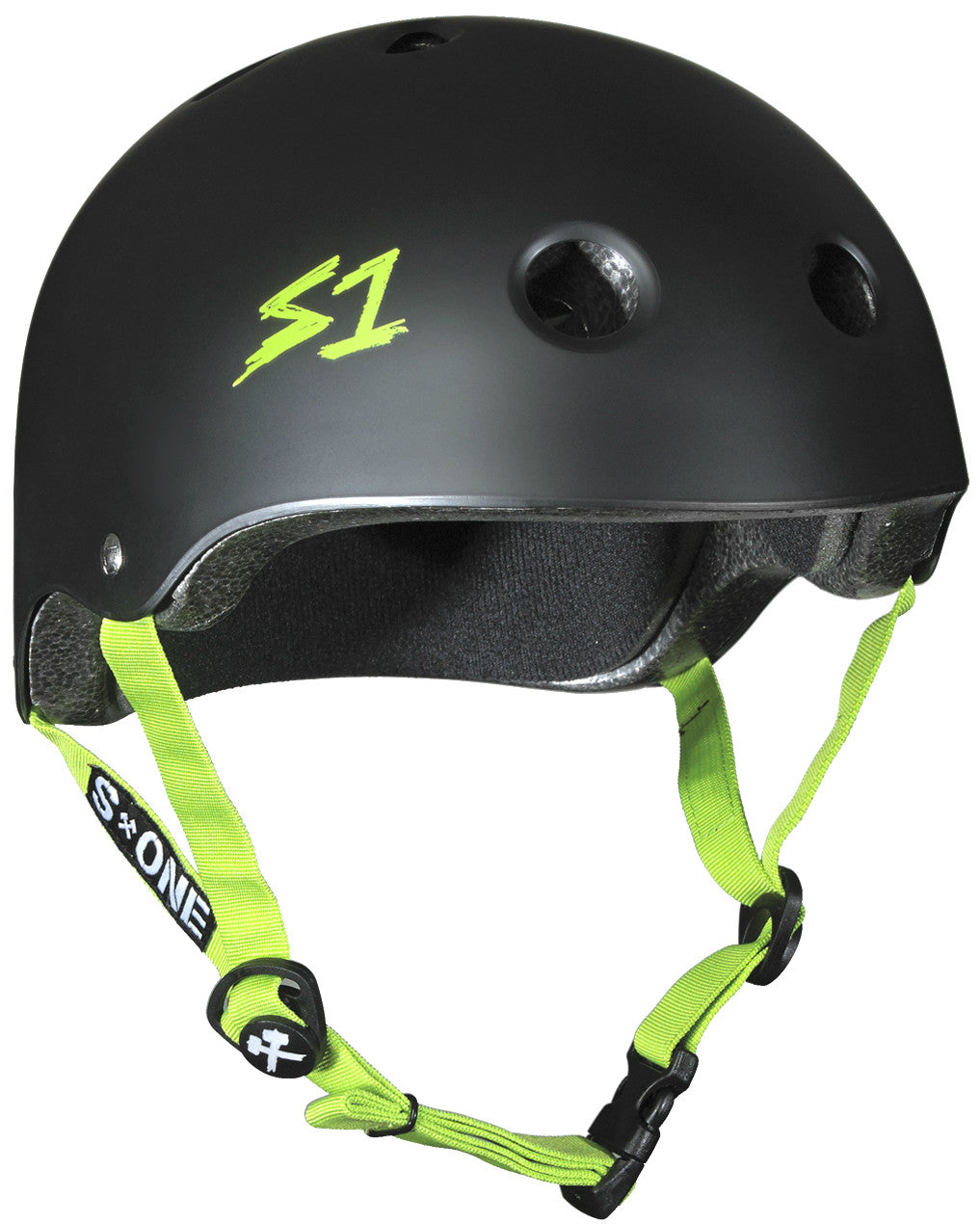  Black S1 Lifer Helmet with Green Straps