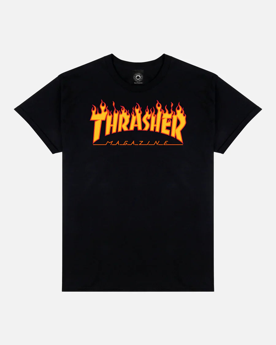  Back to School Black Thrasher Shirt with Fire Font