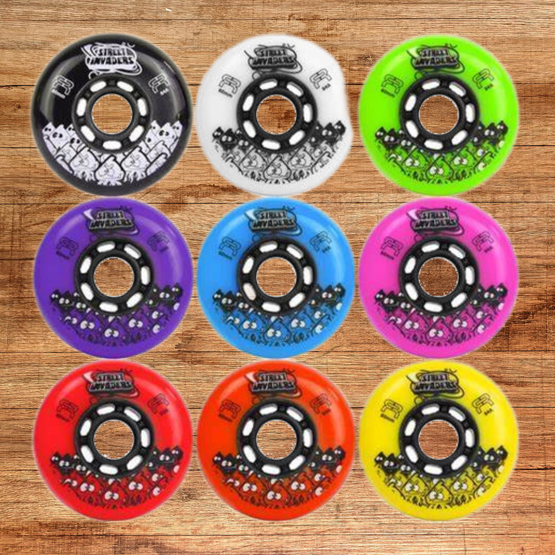  9 Colorful Skate Wheels Black White Green  Purple Blue Pink Red Orange Yellow