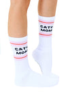 Classic Crew Socks - "Cat Mom" - White