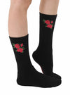 Classic Crew Socks - Red Roses - Black