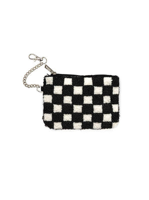 Keychain Pouch - Black & White Checkered - Black