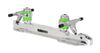 Labeda Proline skate plates with green and silver color scheme, showcasing the plate design and the mounted trucks.