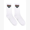 Classic Crew Socks - Checkered Heart -White
