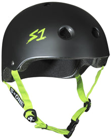  S1 Lifer Helmet - Black Matte w/ Bright Green Straps