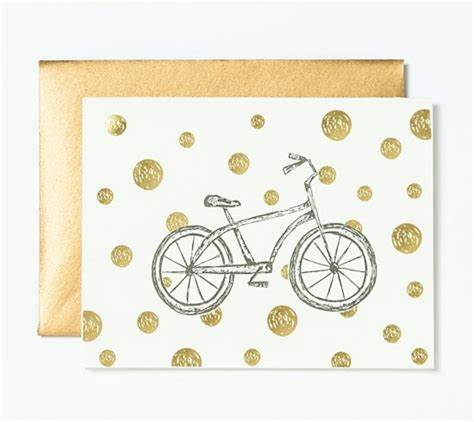 9th Letter Press Polka Dot Bike Card